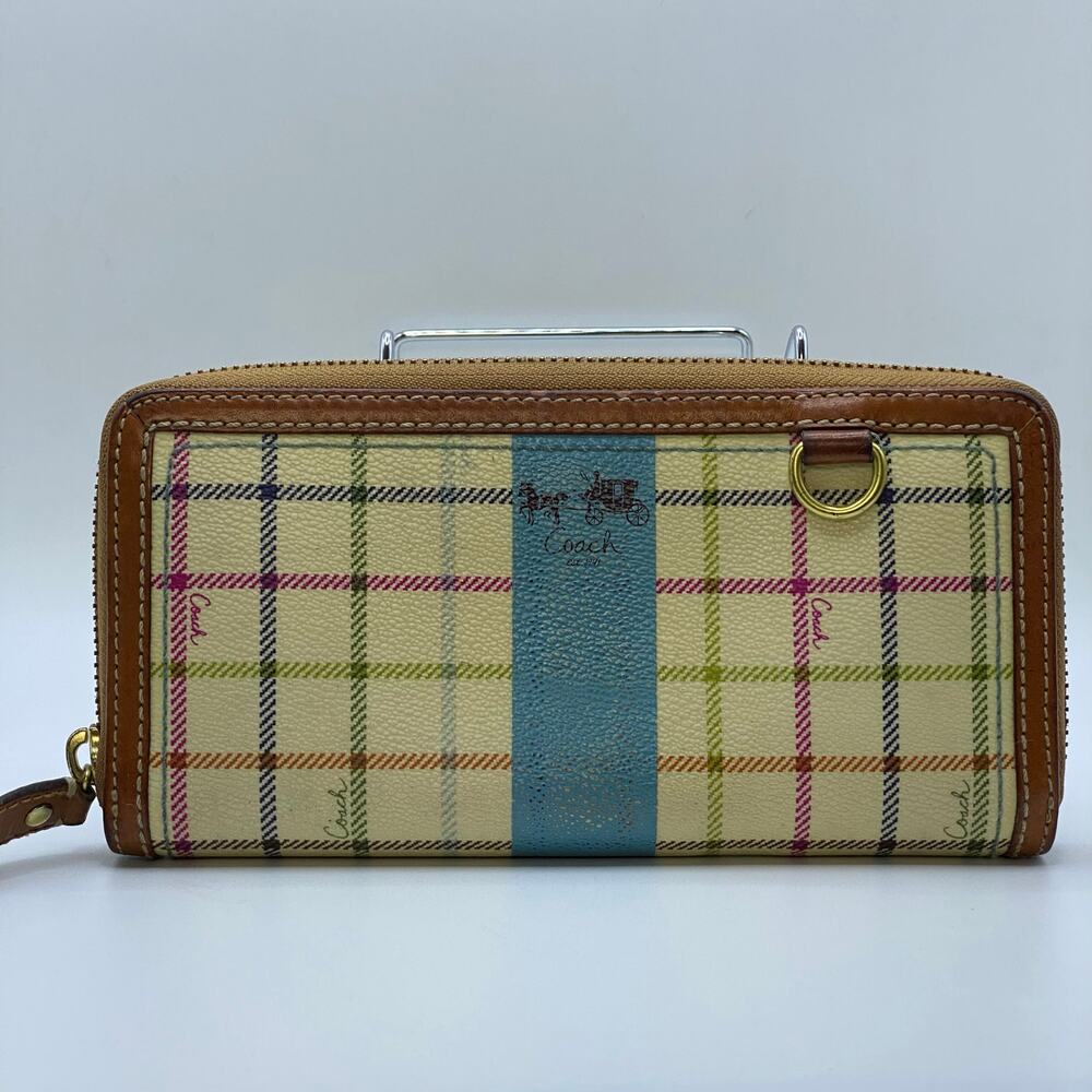 VNTG Coach Plaid Leather Wallet Patchwork Plaid Americana Preppy Chic Wallet